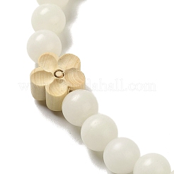 White Jade Bodhi Root Beaded Stretch Bracelet&nbsp;BJEW-B080-01