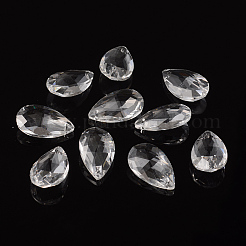 Faceted Teardrop Transparent Glass Pendants&nbsp;EGLA-R085-03