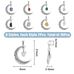 16Pcs 8 Styles Natural Mixed Gemstone Nuggets Pendants&nbsp;PALLOY-AB00095