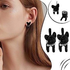 Alloy Cartoon Dog Front Back Stud Earrings&nbsp;JE913A
