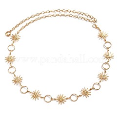 Alloy & Iron Ring and Smiling Face Sun Link Chain Belts for Women&nbsp;WG47F21-01