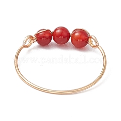 Round Natural Rose Quartz & Tiger Eye & Lapis Lazuli & Green Aventurine & Amethyst & Carnelian Finger Rings&nbsp;RJEW-JR00850-02