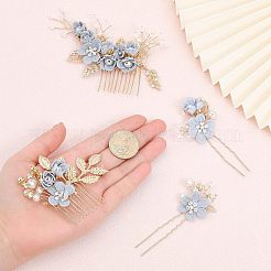 Bridal Alloy Rhinestone Hair Combs & Hair Forks Set&nbsp;PHAR-WH0015-06G