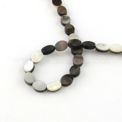 Oval Natural Black Lip Shell Beads Strands&nbsp;SSHEL-F290-34