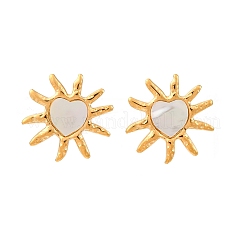 304 Stainless Steel Natural White Shell Stud Earrings&nbsp;EJEW-Z103-11G