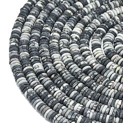 Frosted Natural Black Netstone Beads Strands&nbsp;G-K389-C24-01