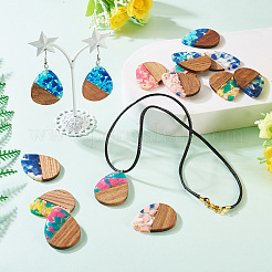 16Pcs 8 Colors Resin and Walnut Pendants&nbsp;RESI-TA0003-95