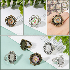 16Pcs 4 Style Vintage Adjustable Iron Finger Ring Components&nbsp;FIND-SC0002-46