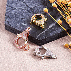 Brass Micro Pave Cubic Zirconia Lobster Claw Clasps&nbsp;ZIRC-TA0001-12