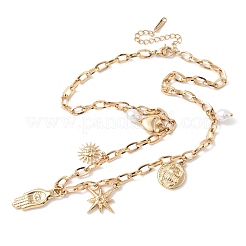 304 Stainless Steel Hamsa Hand Heart Sun Pendant Bib Necklaces for Women&nbsp;NJEW-B151-02G