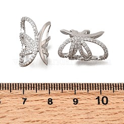 Brass Micro Pave Clear Cubic Zirconia Butterfly Cuff Earrings&nbsp;EJEW-P322-16P