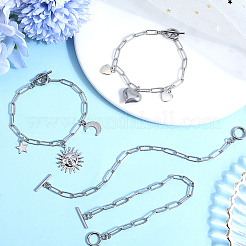 20Pcs 304 Stainless Steel Textured Paperclip Chain Bracelets&nbsp;BJEW-SP0001-02