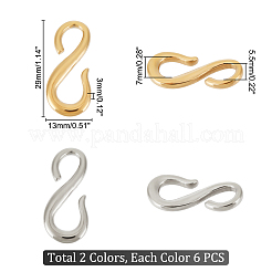 12Pcs 2 Colors 304 Stainless Steel S Hook Clasps&nbsp;STAS-UN0047-17