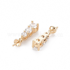 Brass Micro Pave Clear Cubic Zirconia Peg Bails Pendants&nbsp;X-KK-T062-205G-NF