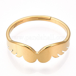Ion Plating(IP) 304 Stainless Steel Wing Adjustable Ring for Women&nbsp;LS-RJEW-T027-10G