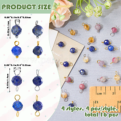 16Pcs 4 Styles September Birthstone Natural Lapis Lazuli Pendant and Connector Charms&nbsp;PALLOY-SW00117