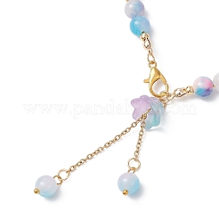 Flower Glass & Natural Dyed Persian Jade Beads Charm Bracelets for Women&nbsp;BJEW-JB12695-02