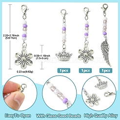 Flower/Crown/Wing Alloy & Glass Pendant Decorations&nbsp;HJEW-YW00005