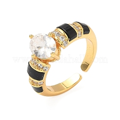 Brass Micro Pave Cubic Zirconia Cuff Rings for Women&nbsp;RJEW-F185-01G