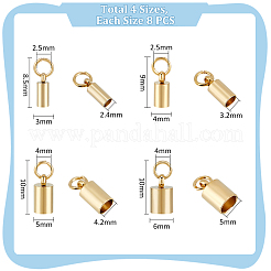 32Pcs 4 Style 201 Stainless Steel Cord Ends&nbsp;STAS-UN0053-15G