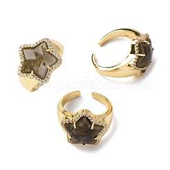Star Natural Gemstone Cubic Zirconia Cuff Rings&nbsp;RJEW-M076-02G