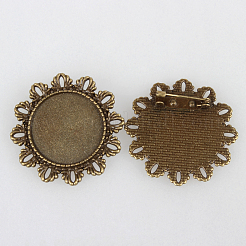 Vintage Alloy Brooch Cabochon Bezel Settings&nbsp;PALLOY-N0085-63AB-NF