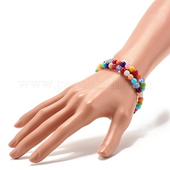 Candy Color Round Glass Beads Stretch Bracelets Set for Children and Parent&nbsp;BJEW-JB07176