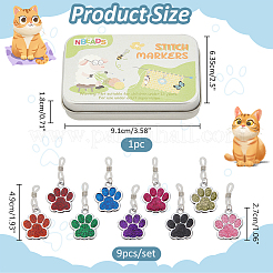 Glitter Powder Dog Paw Print Knitting Tool Alloy Needle Cap&nbsp;HJEW-NB00141