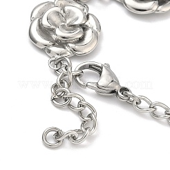 Stainless Steel Flower Link Chain Bracelets for Women&nbsp;LS-BJEW-A033-03P
