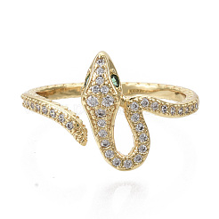 Brass Micro Pave Cubic Zirconia Cuff Rings&nbsp;RJEW-S044-070-NF