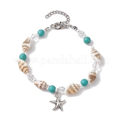 3Pcs 3 Style Alloy Starfish Charm Bracelets Set&nbsp;BJEW-JB10090