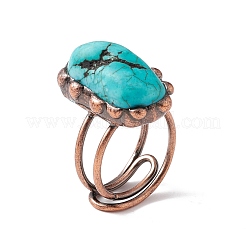 Synthetic Turquoise Irregular Nugget Open Cuff Ring&nbsp;RJEW-I082-05R