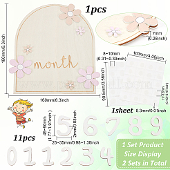 Flower Wood Baby Monthly Milestone Cards with Glue Points&nbsp;DIY-WH0569-42