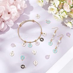 100Pcs 5 Colors Light Gold Plated Alloy Enamel Pendants&nbsp;ENAM-NB0001-46