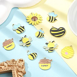 14Pcs 7 Styles Bees Theme Alloy Enamel Pandants&nbsp;FIND-FP0002-83