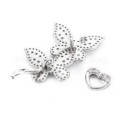 Brass Micro Pave Clear Cubic Zirconia Clasps&nbsp;KK-S356-503-NF