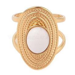Oval Natural White Jade Finger Rings&nbsp;RJEW-Z057-14G-09