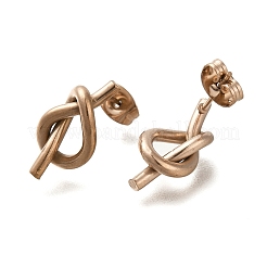 Ion Plating(IP) 304 Stainless Steel Knot Stud Earrings&nbsp;EJEW-C117-01RG