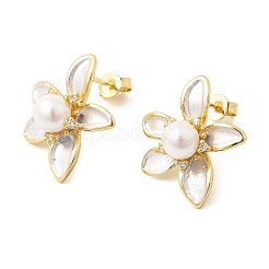 Brass Micro Pave Cubic Zirconia Enamel Stud Earrings&nbsp;CU-CBABA66-12C-G