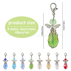 48Pcs 8 Style Glass Alloy Pendant Decorations&nbsp;HJEW-FH00126