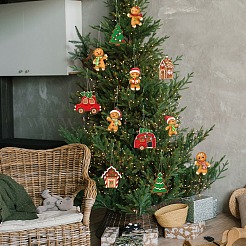 Christmas Gingerbread Man & Tree & House & Car Paper Pendant Decorations&nbsp;PW-WG3ABD1-01