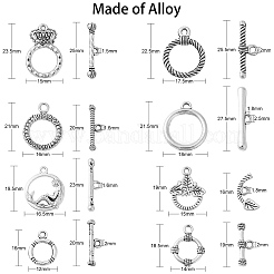 80 Set 8 Styles Tibetan Style Alloy Toggle Clasps&nbsp;TIBE-CJ0001-21