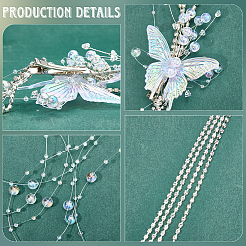 2Pcs Acrylic with Alloy Crystal Rhinestone Clear AB Butterfly Tassel Alligator Hair Clips Set&nbsp;AJEW-WH20080-59A