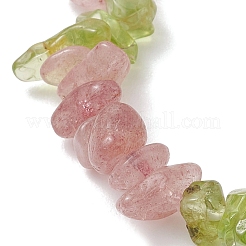 Natural Peridot & Natural Strawberry Quartz Chip Beaded Stretch Bracelets for Women&nbsp;BJEW-JB13278