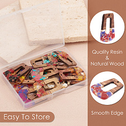 16Pcs 8 Colors Transparent Resin & Walnut Wood Pendants&nbsp;RESI-TA0001-97