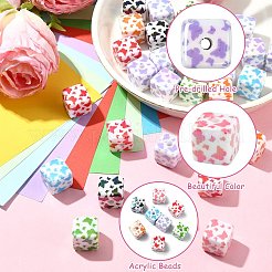 30Pcs UV Plating Acrylic Printed Beads&nbsp;MACR-CJ0002-10
