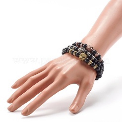 Energy Natural Black Stone Stretch Bracelets Set for Men Women&nbsp;BJEW-JB06722