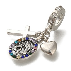 Rack Plating Alloy Colorful Rhinestone European Dangle Charms&nbsp;PALLOY-A009-03P