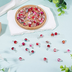 70Pcs 7 Colors Transparent Crackle Glass Round Bead Pendants&nbsp;PALLOY-TADJ00017