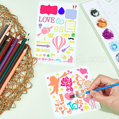2 Sets 2 Styles PET Hollow Out Plastic Drawing Painting Stencils Templates&nbsp;AJEW-GF0006-91D